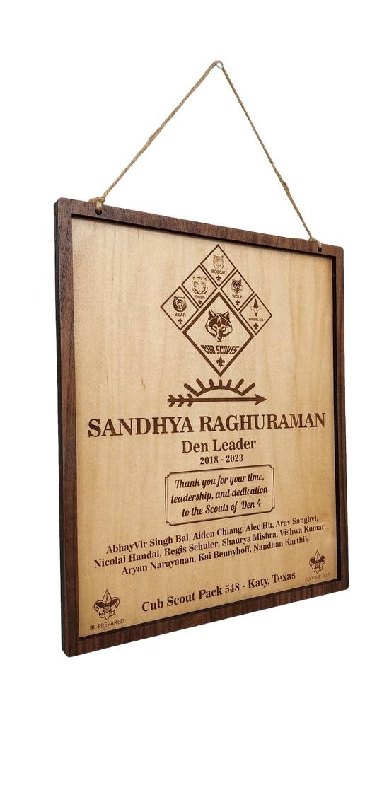 Personalized Boy Scout AOL Leader Award in Wooden Finish