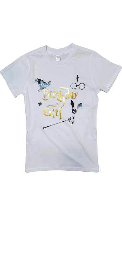Harry Potter Birthday T-Shirt with Gloss and Glitter Vinyl - Youth and Adult Sizes Available