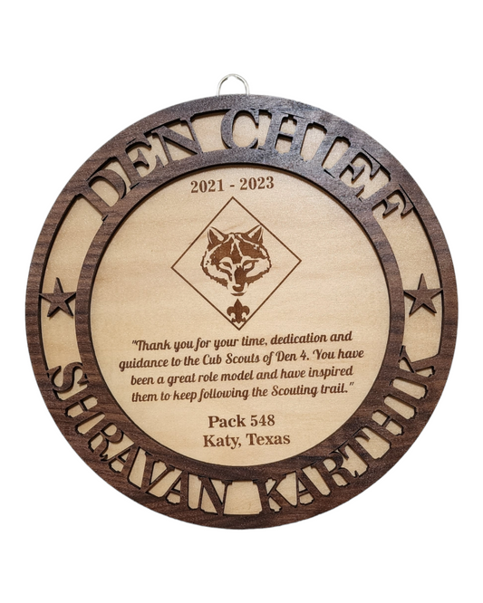 Personalized Wooden Den Chief Award