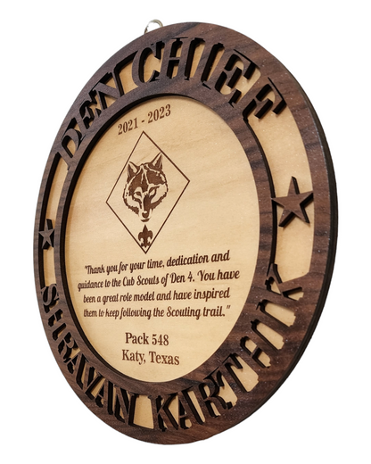 Personalized Wooden Den Chief Award