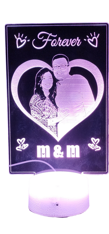 Custom Engraved Acrylic Name Sign with or without LED Light Base - engrave custom message and family photo