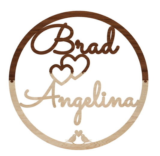 Custom Circular Name Plate for Couples - Maple/Walnut/Natural Wood or Painted