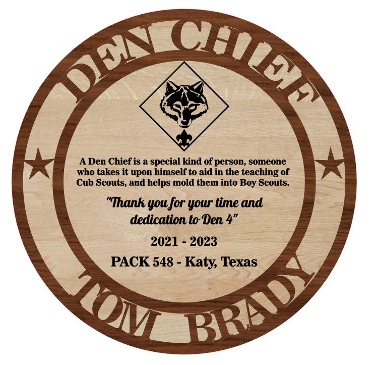 Personalized Wooden Den Chief Award