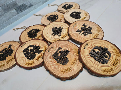 Personalized Rustic Wood Slice Ornament 2026