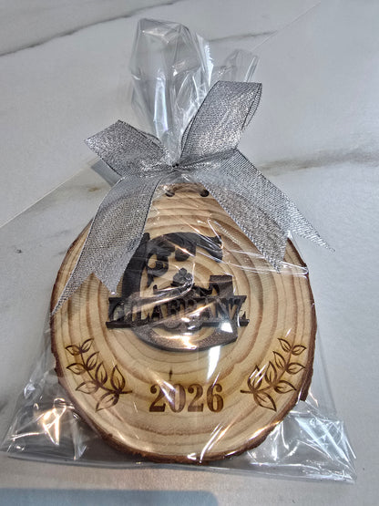 Personalized Rustic Wood Slice Ornament 2026