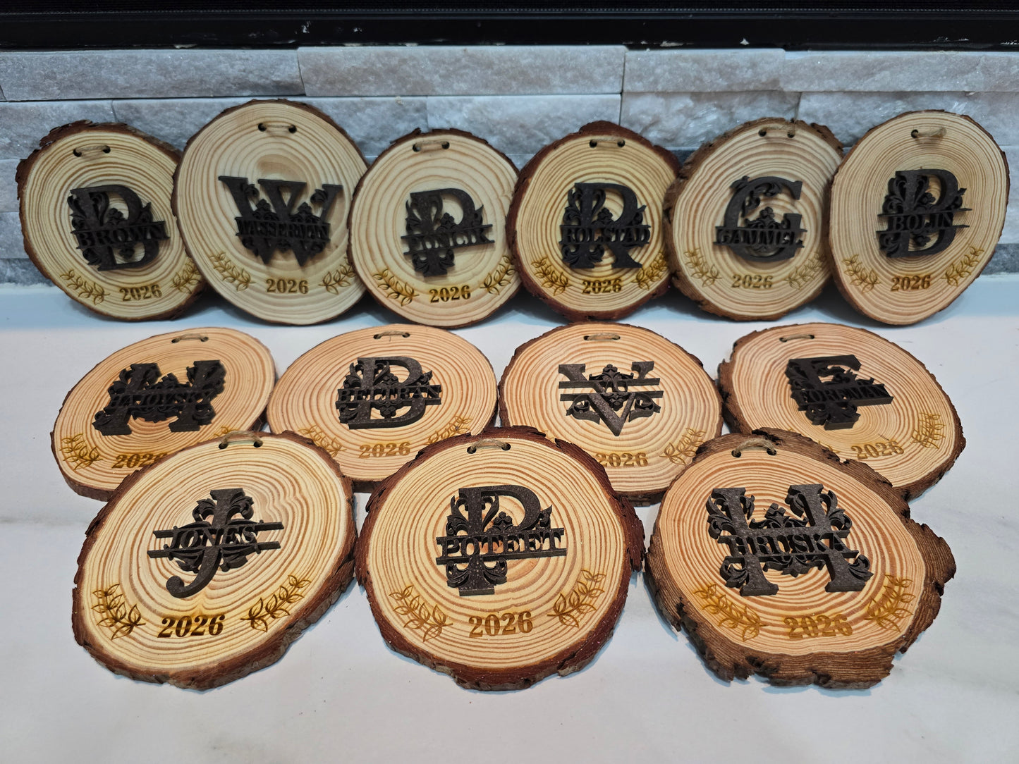 Personalized Rustic Wood Slice Ornament 2026