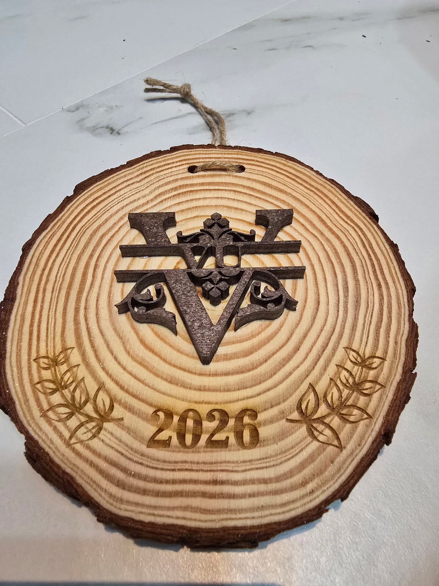 Personalized Rustic Wood Slice Ornament 2026